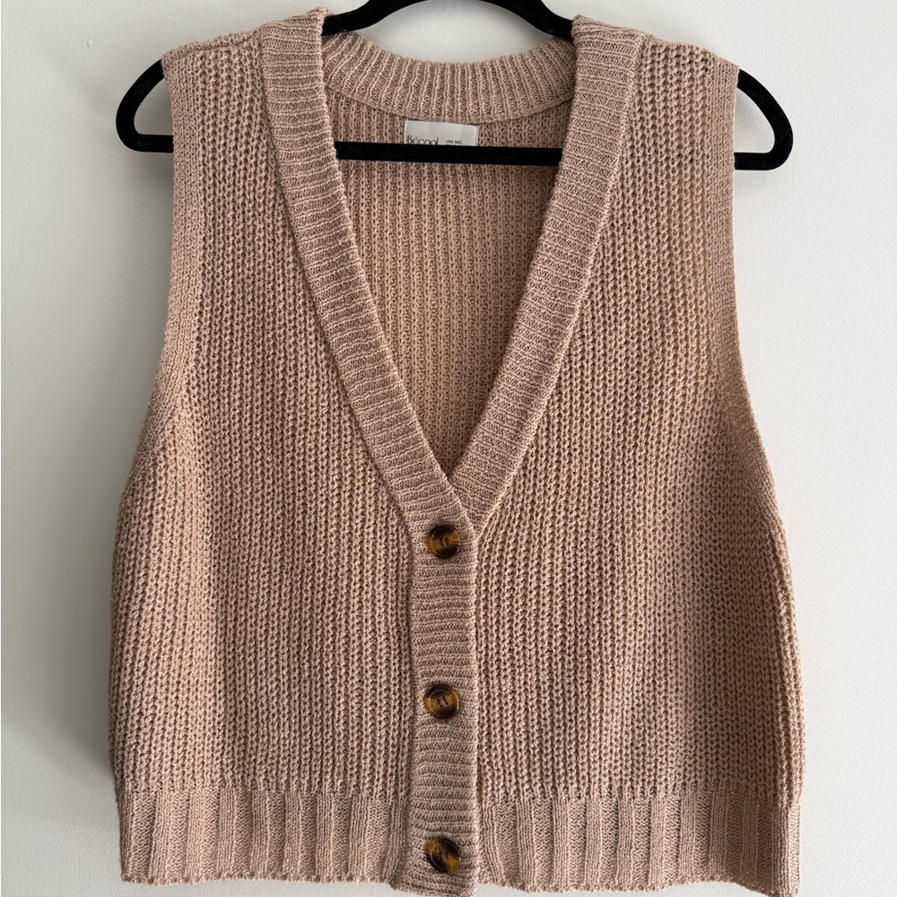 Women's Tan V-Neck Sweater Vest